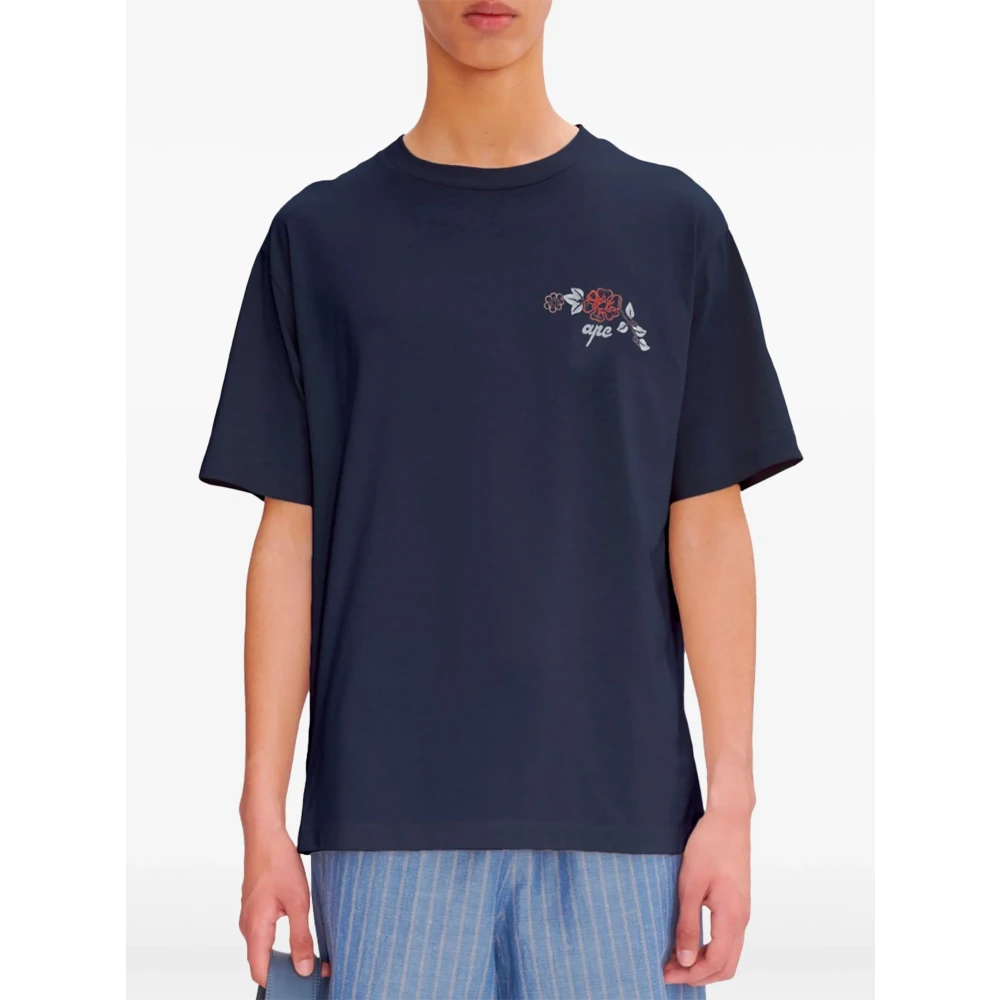 A.p.c. Katoenen T-shirt met Uniek Ontwerp Blue Heren