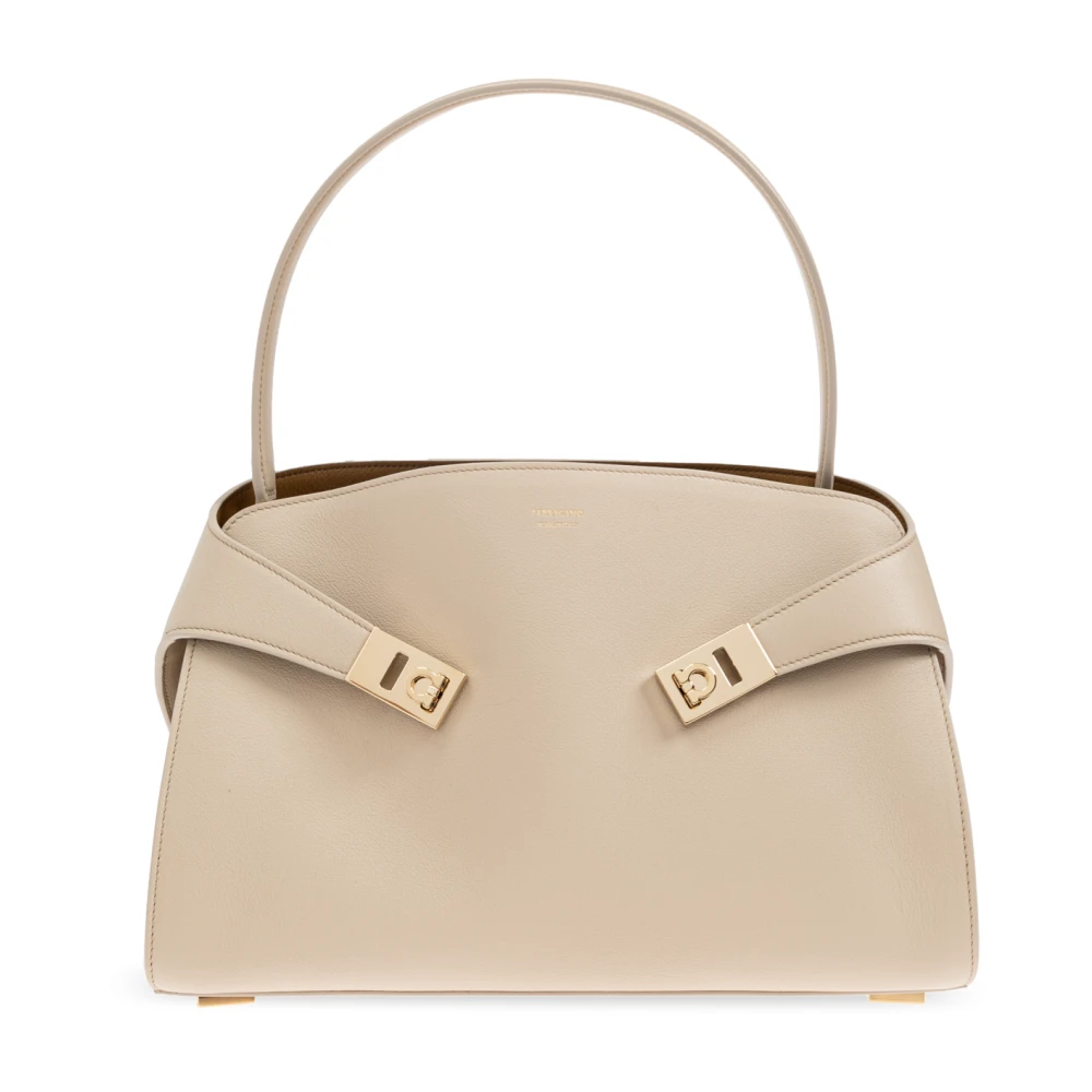 Salvatore Ferragamo Stone Burnt Ocra Hug Schoudertas Gray Dames