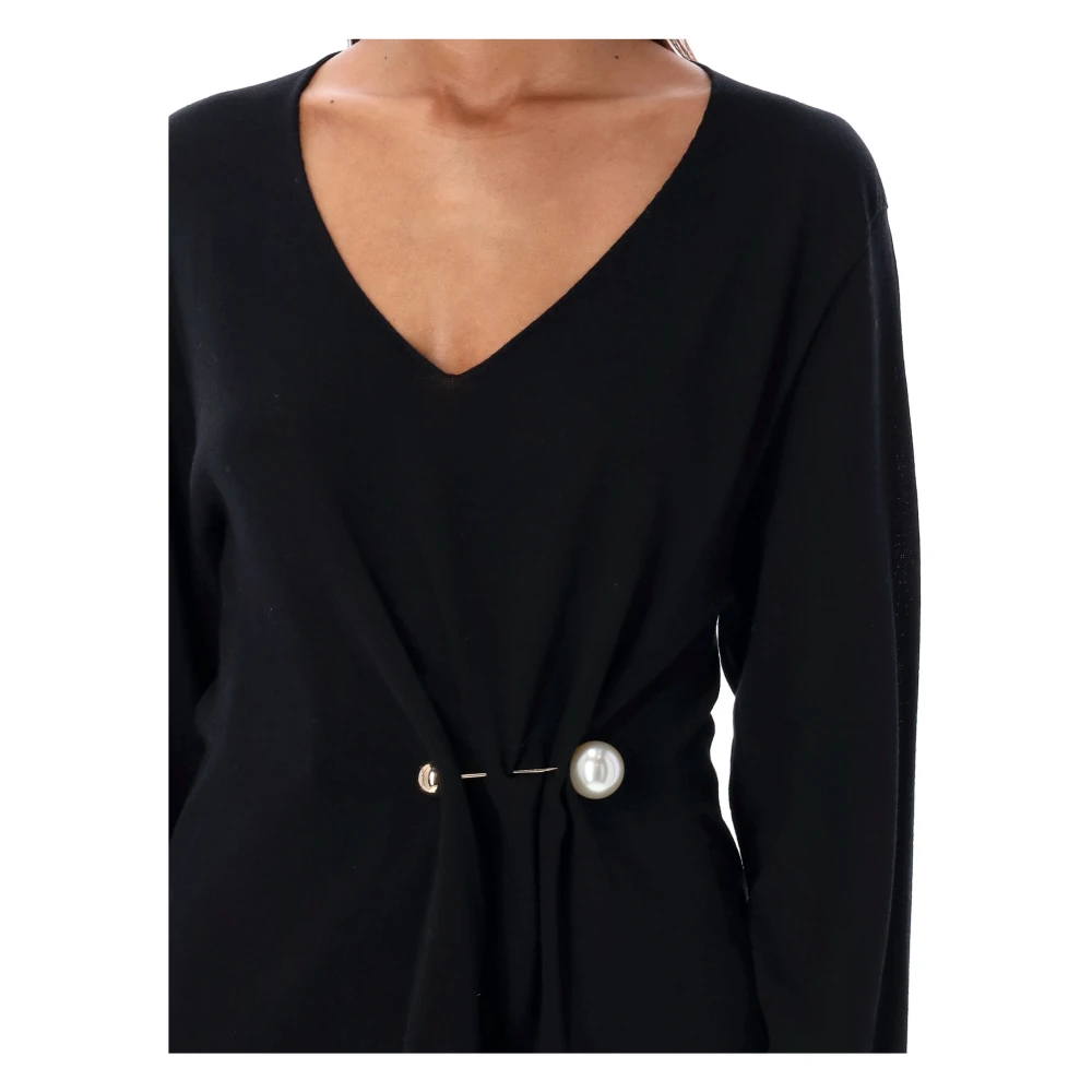Philosophy di Lorenzo Serafini Zwarte V-hals Broche Trui Gebreide Kleding Black Dames