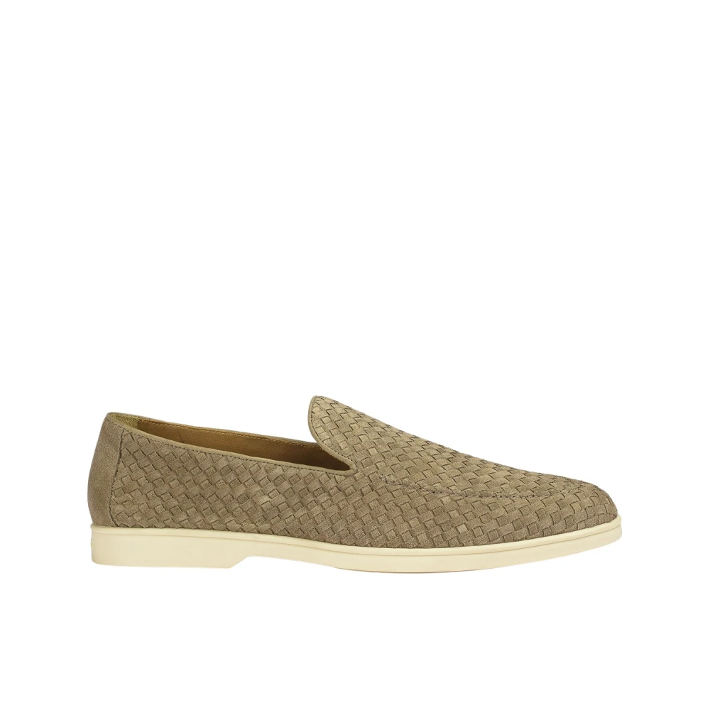 Doucal's Men's Brown Loafers, 9 Uk, Woven Suede Loafer