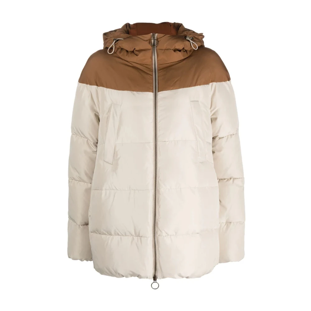 Eleventy Women's Beige Winter Jackets, L, Nylon Jacket With Hood