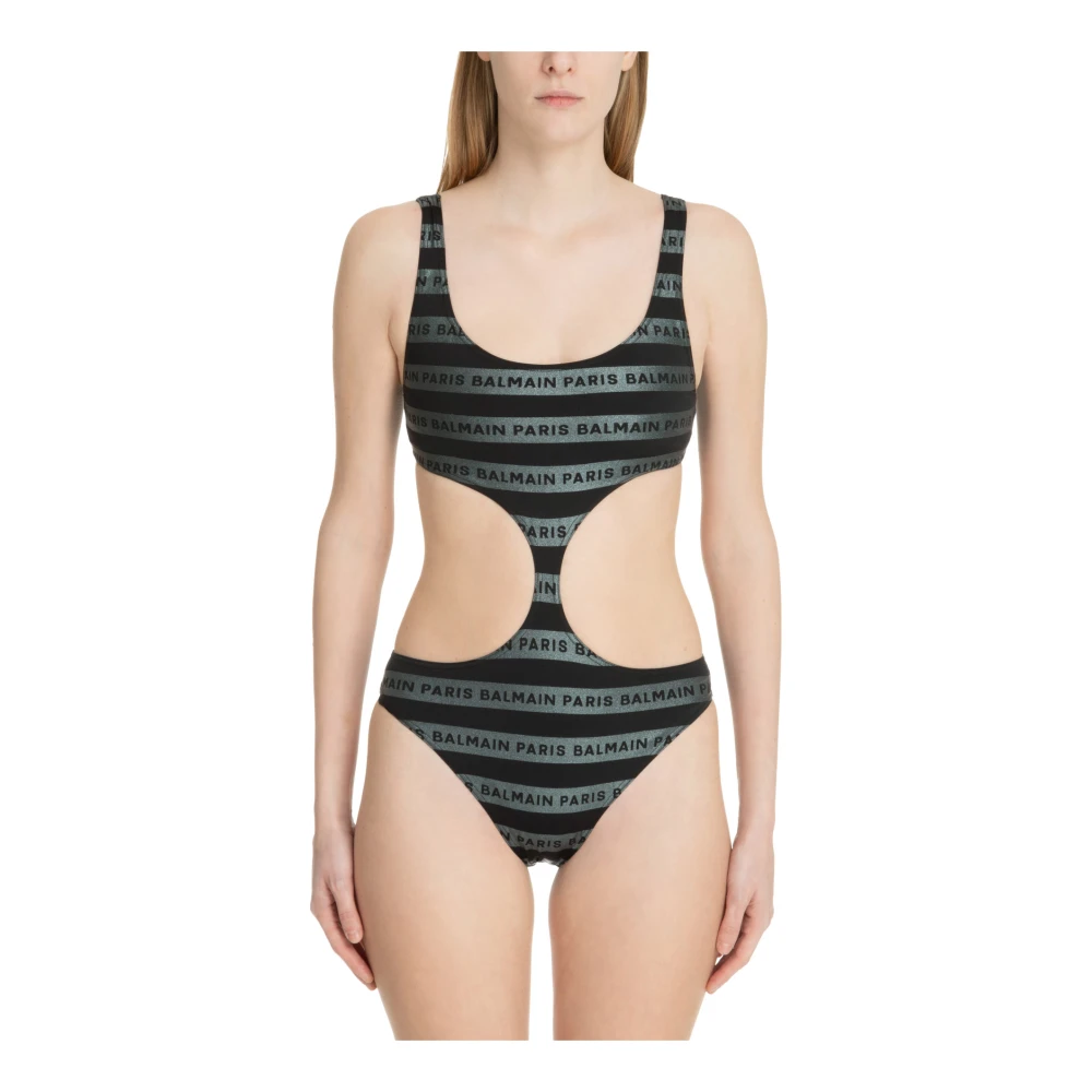 Balmain Iconic Stripes Badpak Black Dames