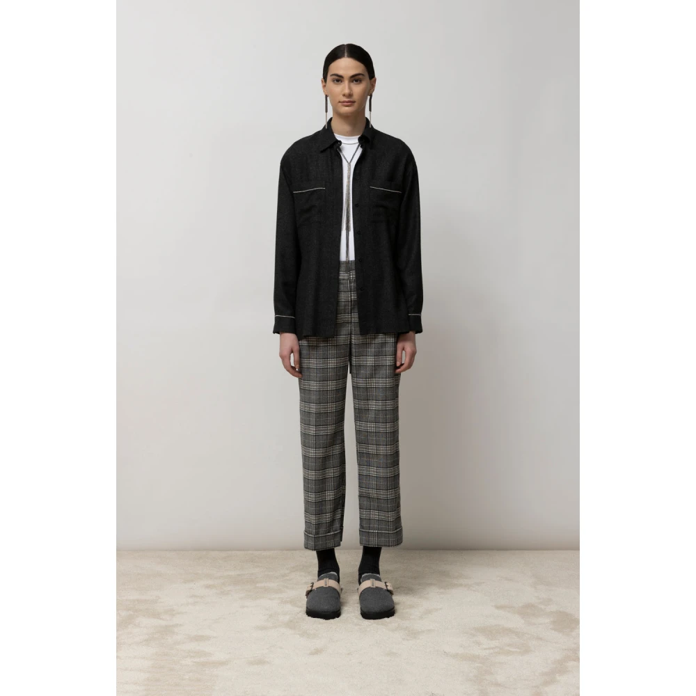 PESERICO Wollen op maat gemaakte verkorte broek Gray Dames