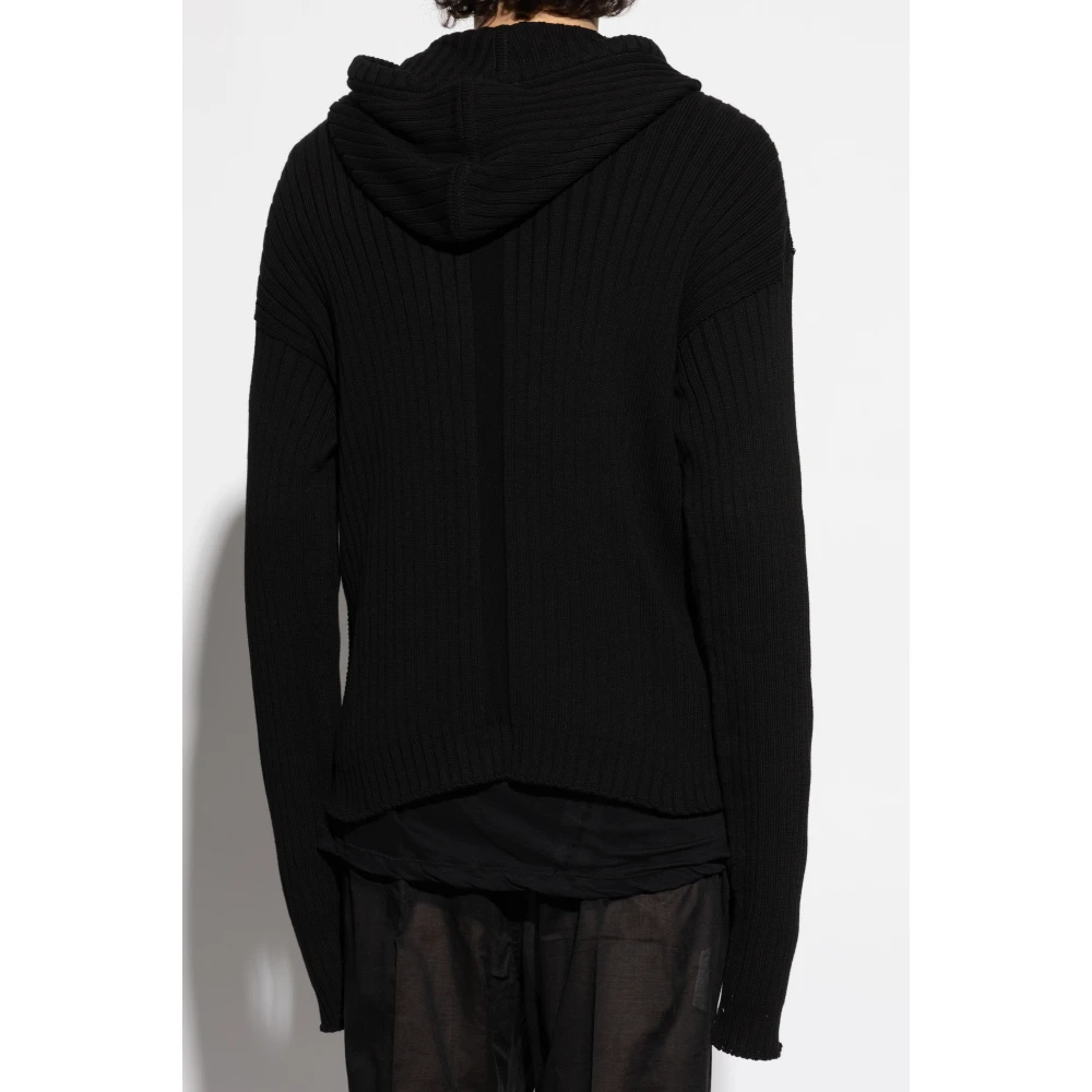 Rick Owens Ribbed Sweatshirt Kec Black Heren