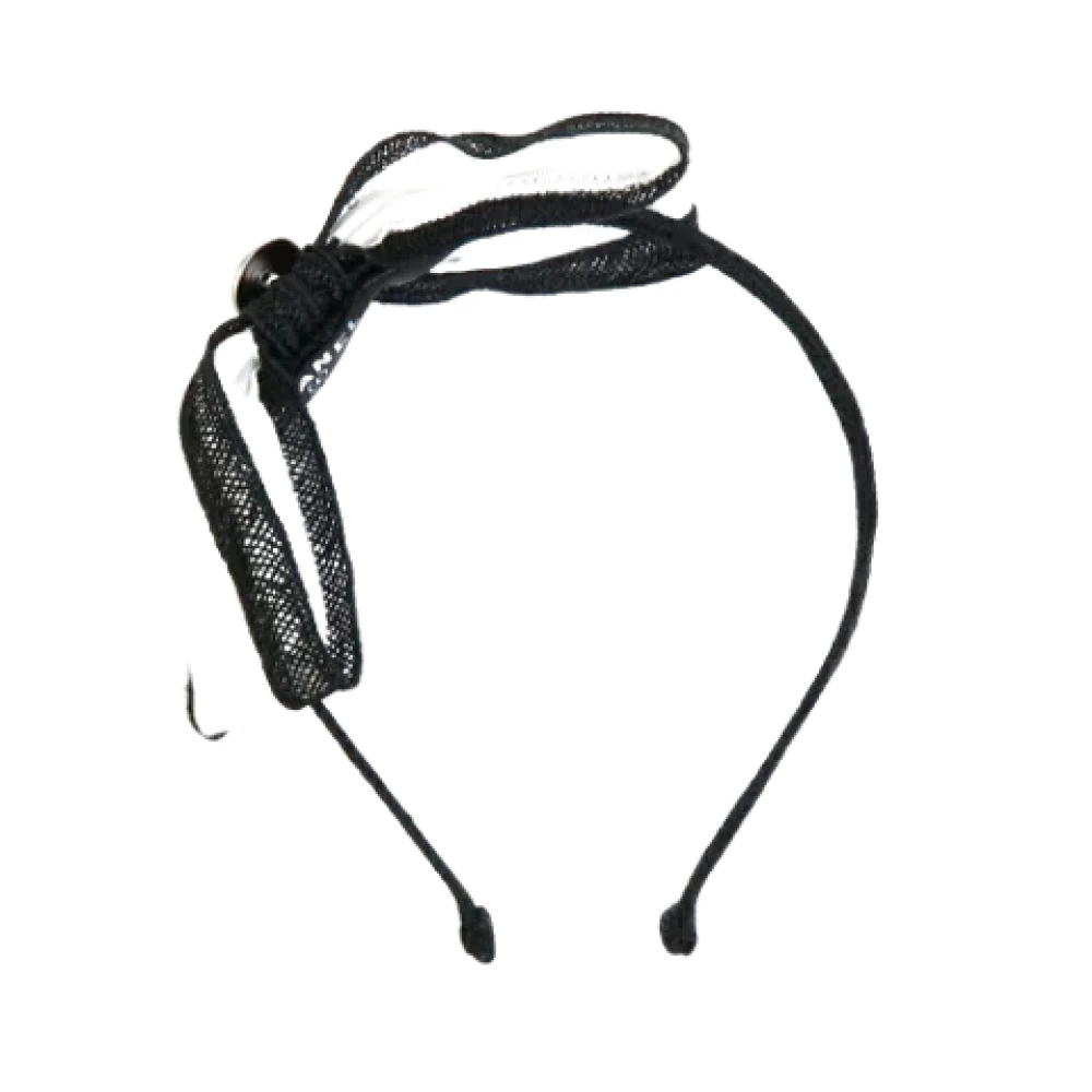 Chanel Vintage Pre-owned Cotton hair-accessories Black Dames