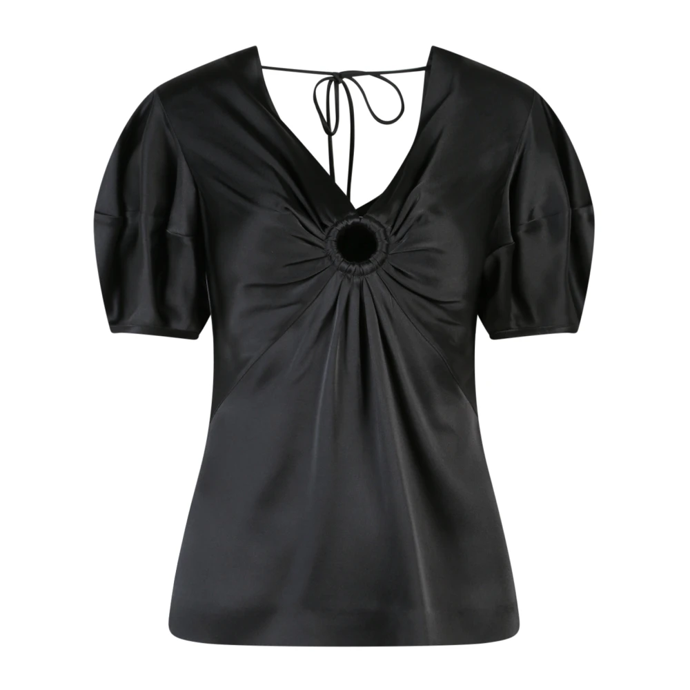 Stella Mccartney Luxe V-Hals Blouse met Frontale Ring Detail Black Dames