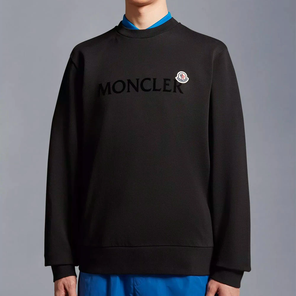 Moncler Logo Patch Sweatshirt Black Heren