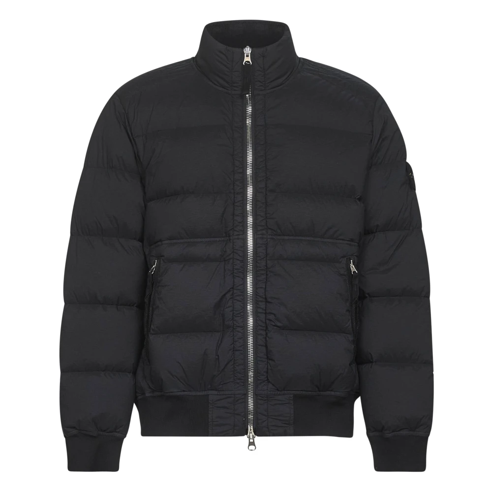 Stone Island Black Winter Jackets, Male, L, Padded Bomber Jacket