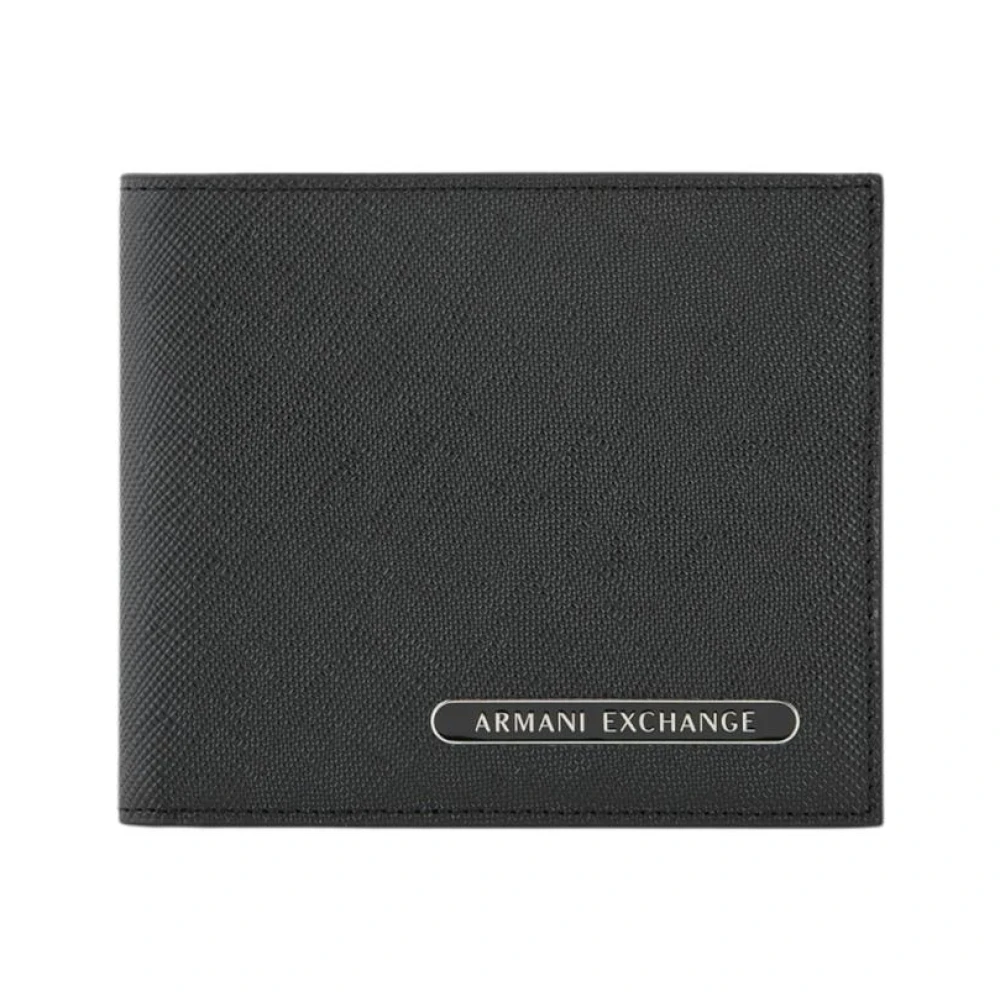 Armani Exchange Uomo Nero Portafoglio In Pelle Con Tasche Interne