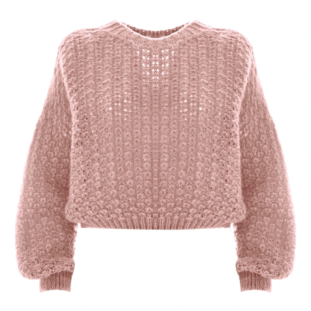 Kocca Mohair Wol Cropped Jumper Pink Dames