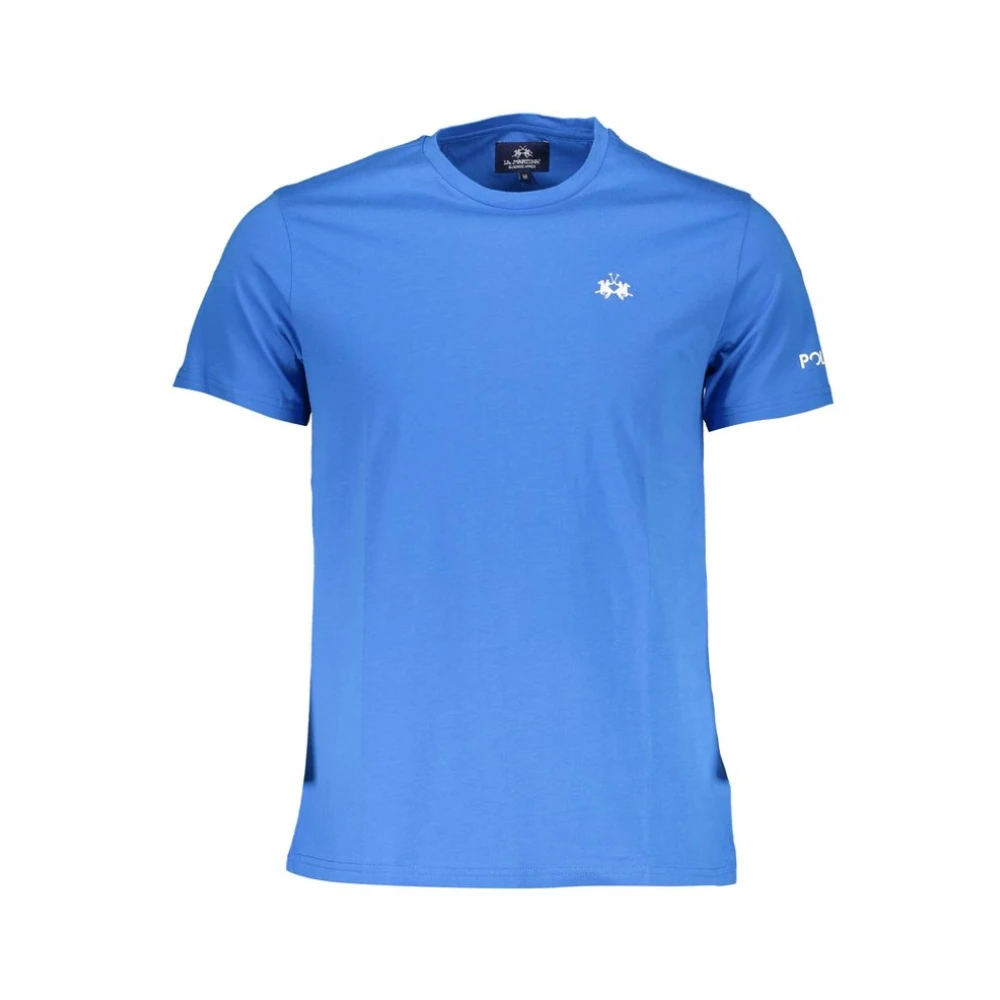 La Martina Men's Blue T-Shirts,, Cotton T-Shirt With Embroidery Extra Large