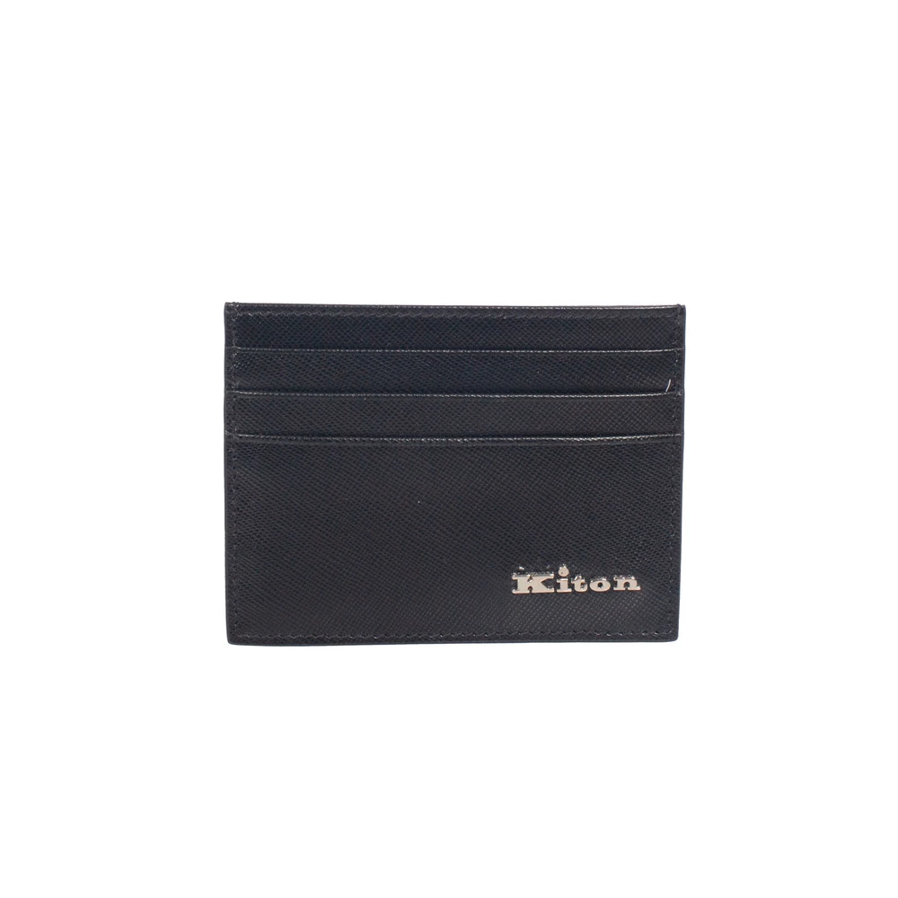 Kiton Leren Creditcardhouder Black Heren