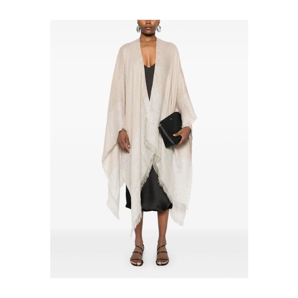 Fabiana Filippi Gouden Cape Jas met Franje Details Yellow Dames