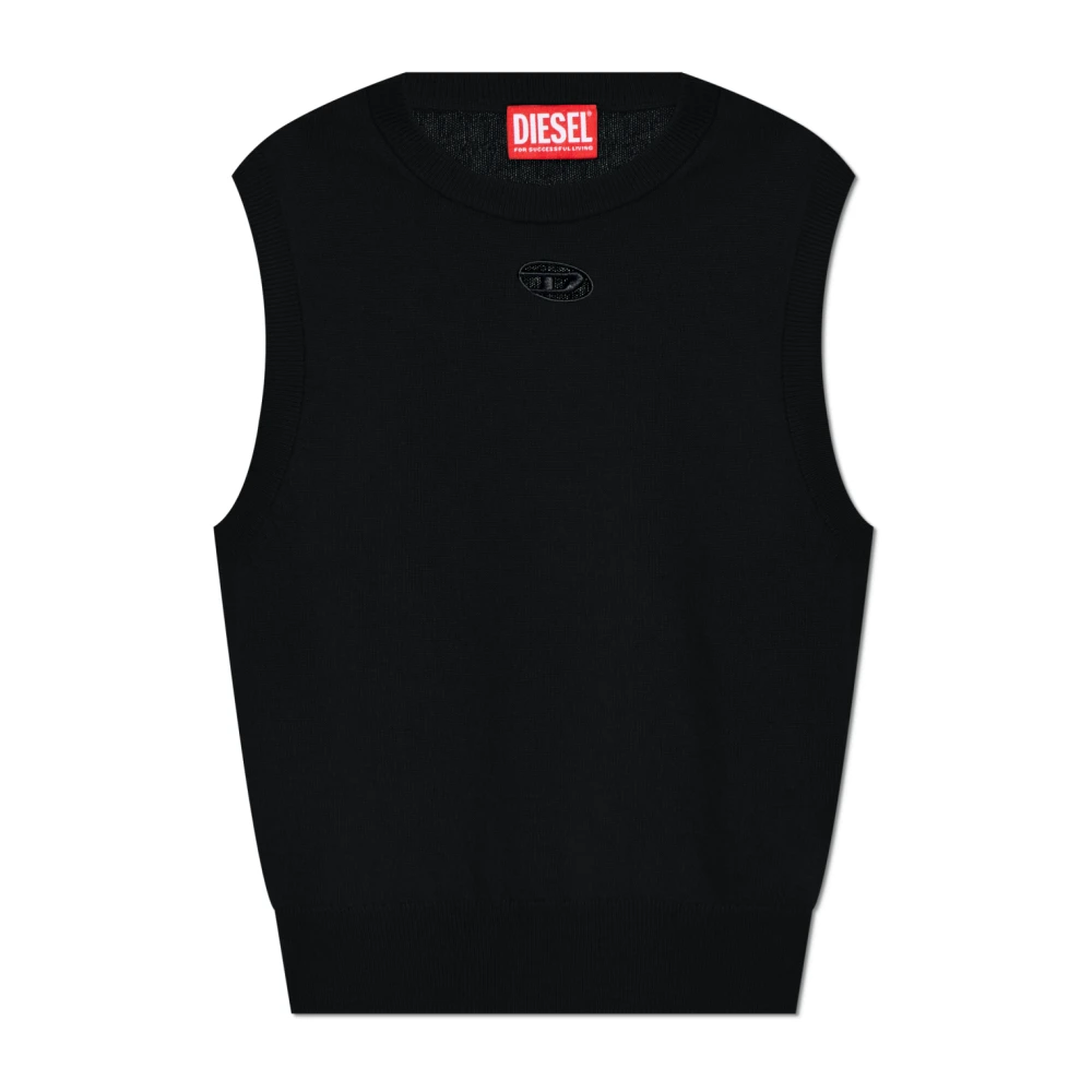 Diesel Vrouw Zwart Tops Dames, 2XS, Wol, Mouwloze Top