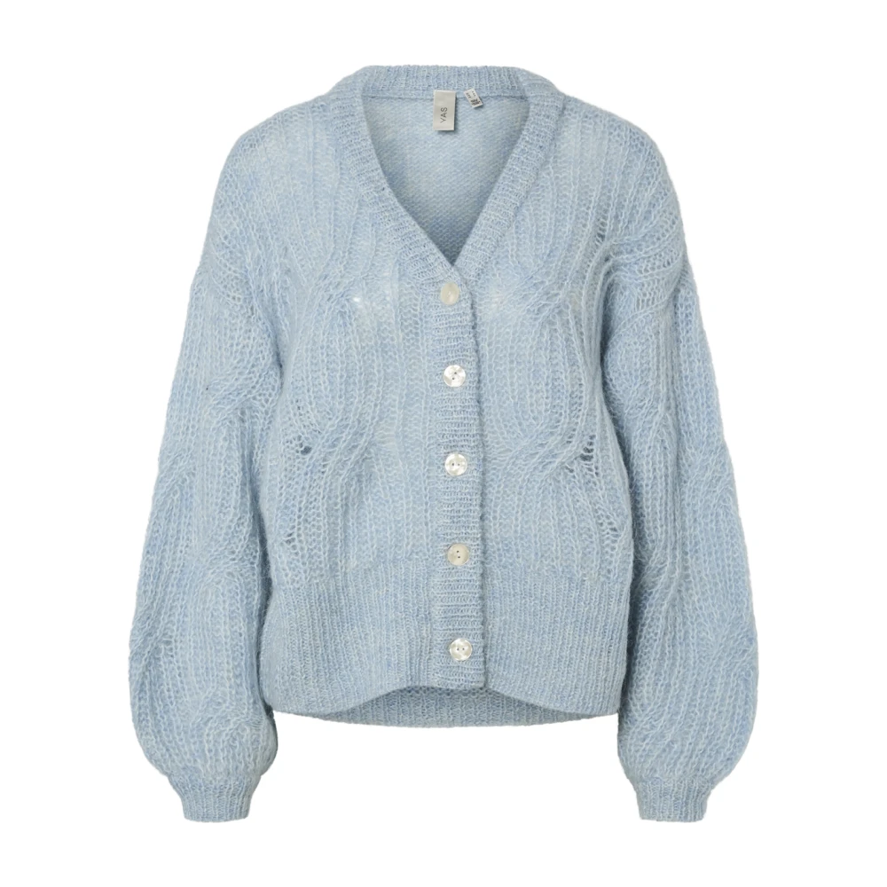 Strikket Cardigan med V-Hals Knapper