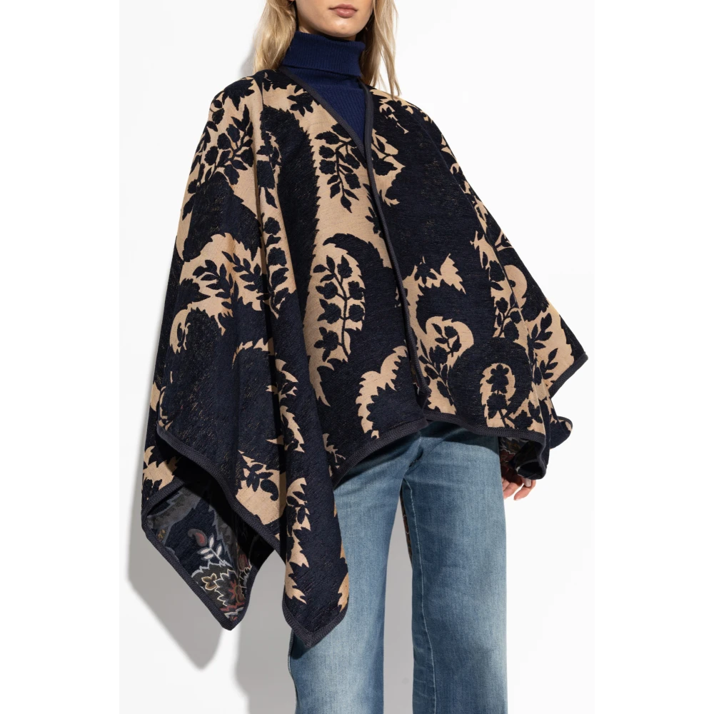 ETRO Omkeerbare poncho met bloemenpatroon Black Dames