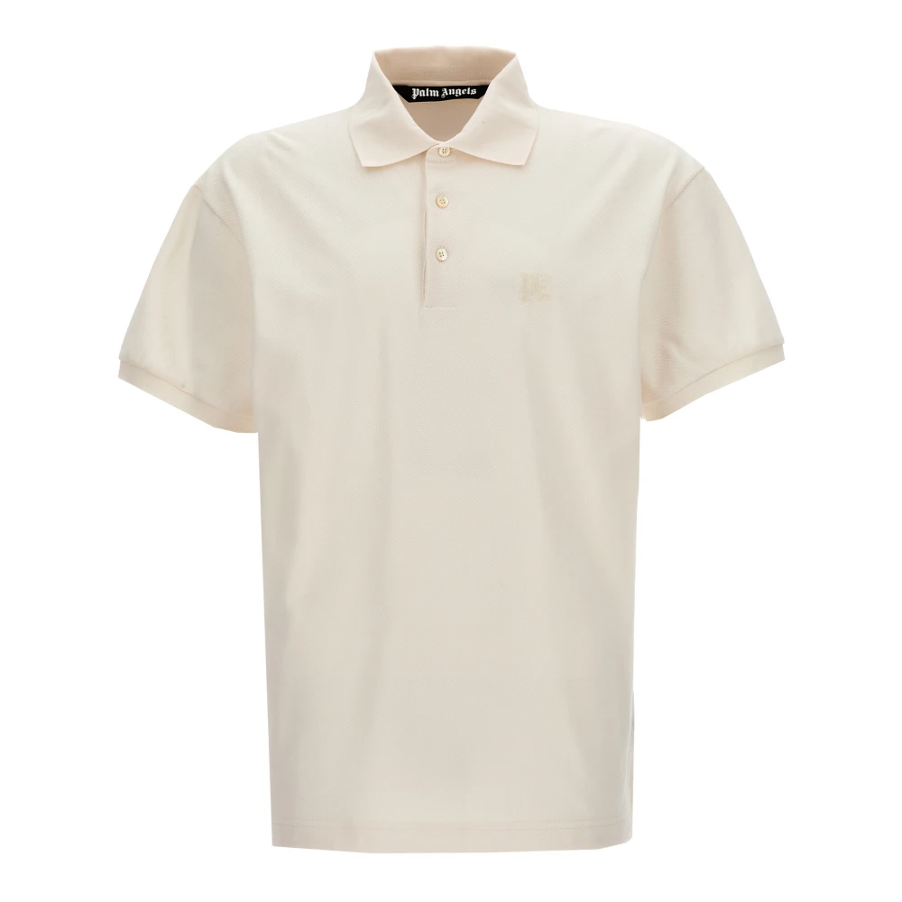 Palm Angels Men's White Polo Shirts, Xs, Monogram Polo Shirt