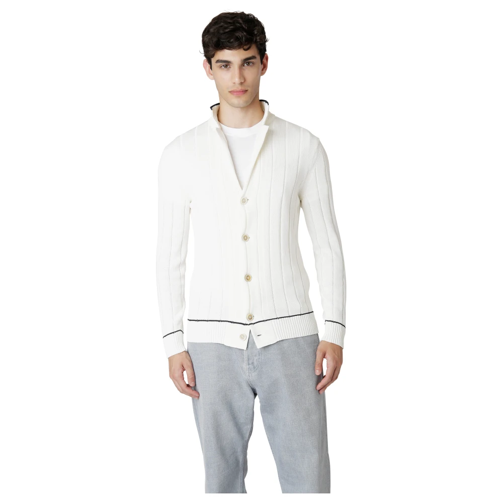 Eleventy Staande Kraag Katoenen Vest White Heren
