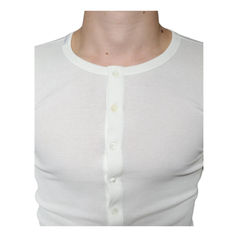 Dolce & Gabbana Witte Katoenen Henley Pullover Sweater White Heren