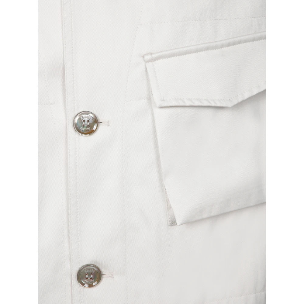 Moorer Klassieke Beige Katoenen Jas met Knopen Blue Heren