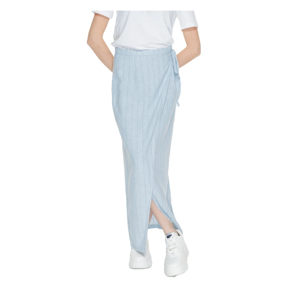 Vero Moda Blå Pinstripe Linne Blandning Spetskjol Blue, Dam