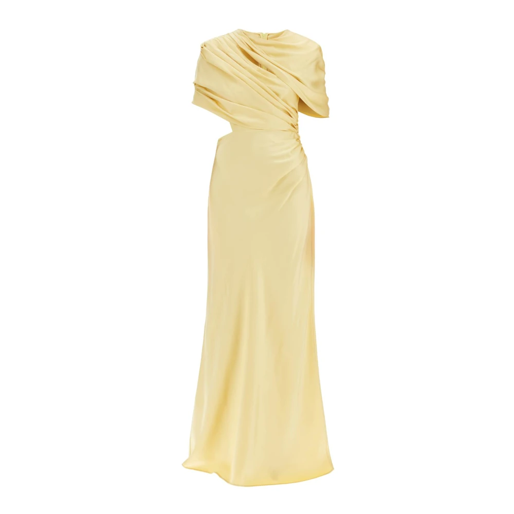 Stella Mccartney Eco-Satin Cross-Over Maxi Jurk Yellow Dames