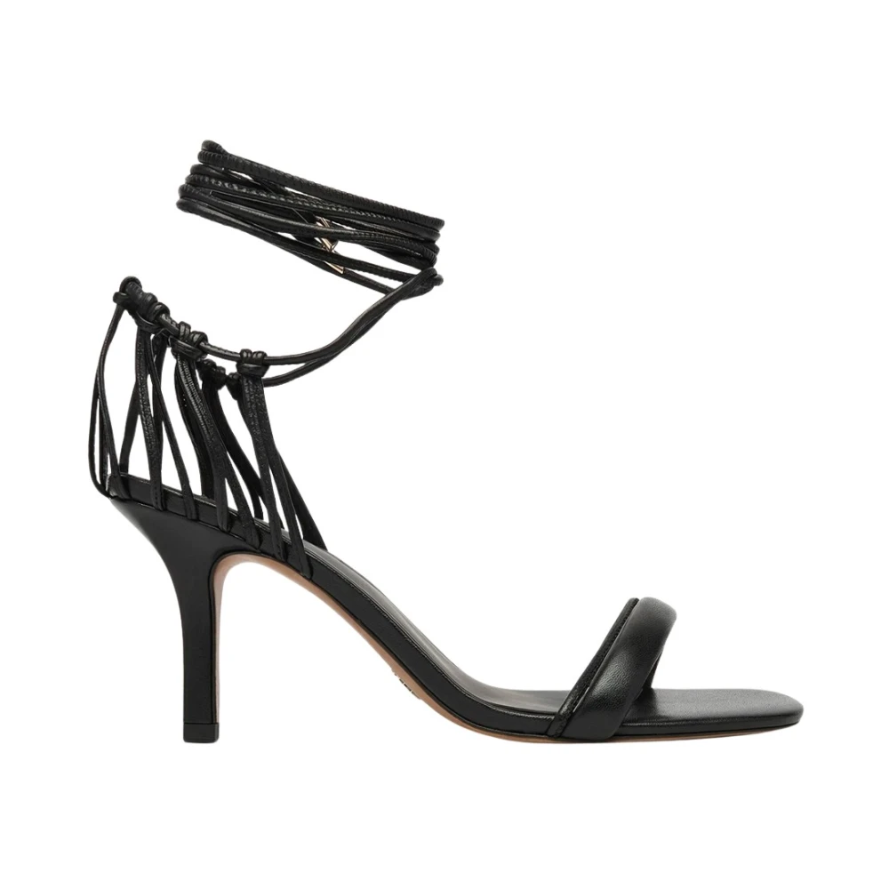 Patrizia Pepe Kvinno Svart Skor Dam, 39 Eu, Läder, Ankle Lace-Up High Heel Sandal