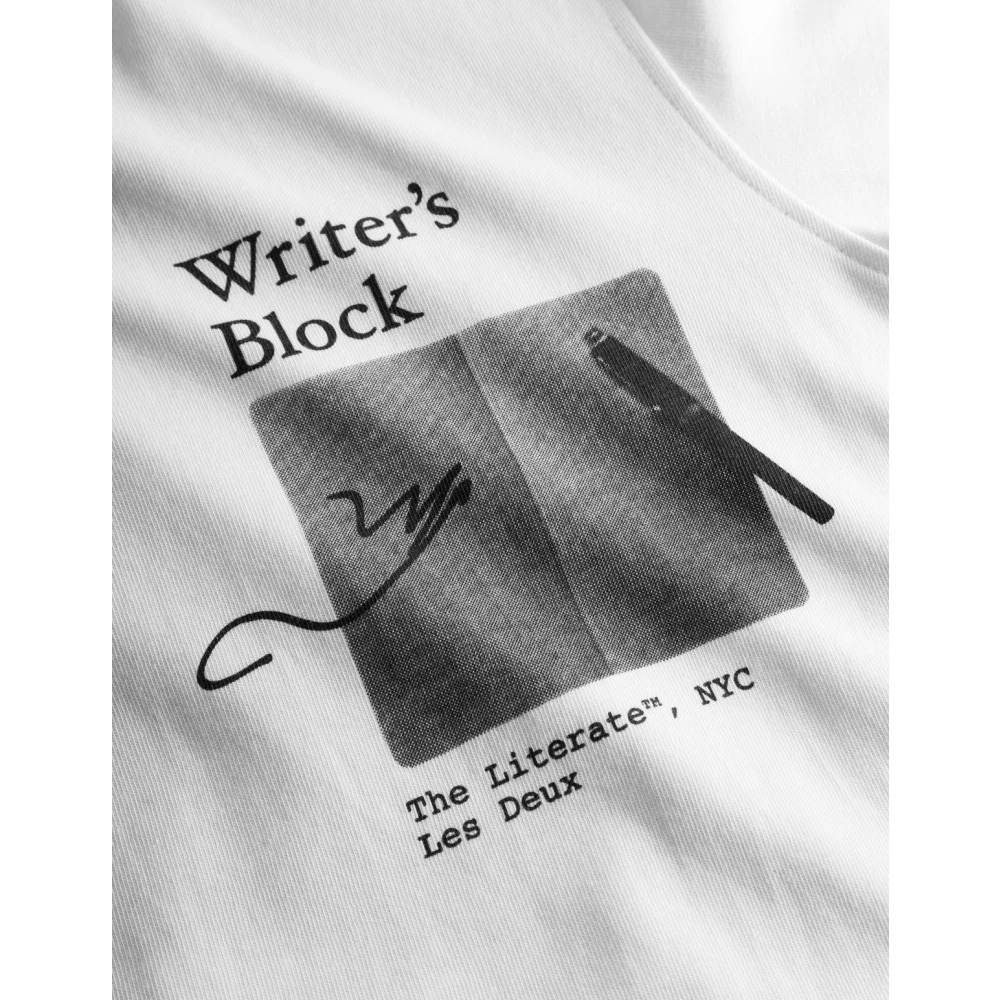 Les Deux Artwork Print Katoenen T-Shirt White Heren