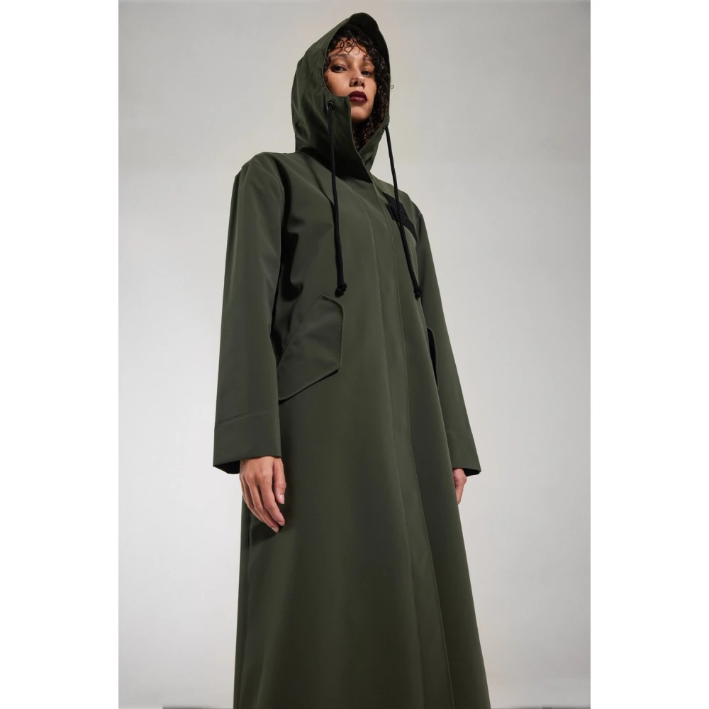 Stutterheim Matte Regenjas met V-Vormige Voorkant Green Dames
