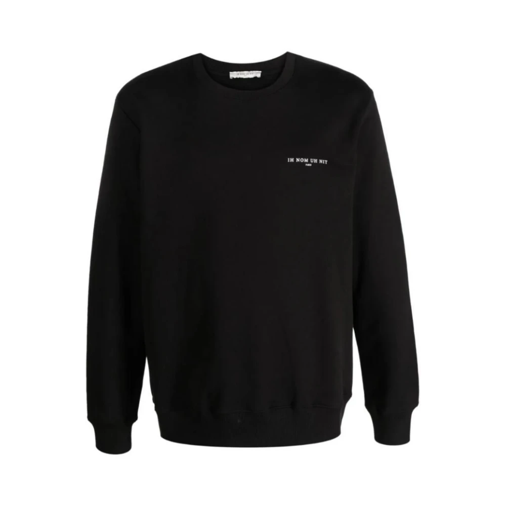 IH NOM UH NIT Zwarte katoenen sweatshirt met logo- en grafische print Black Heren