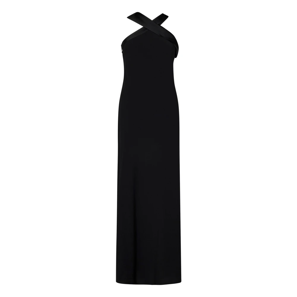 Max Mara Zwarte Gekruiste Halslijn Jurk Aw24 Black Dames