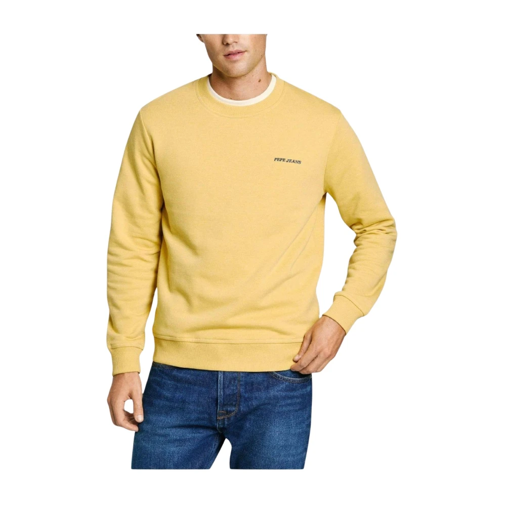 Pepe Jeans Yellow Sweatshirts, Male, M, Damian Crew Sweatshirt