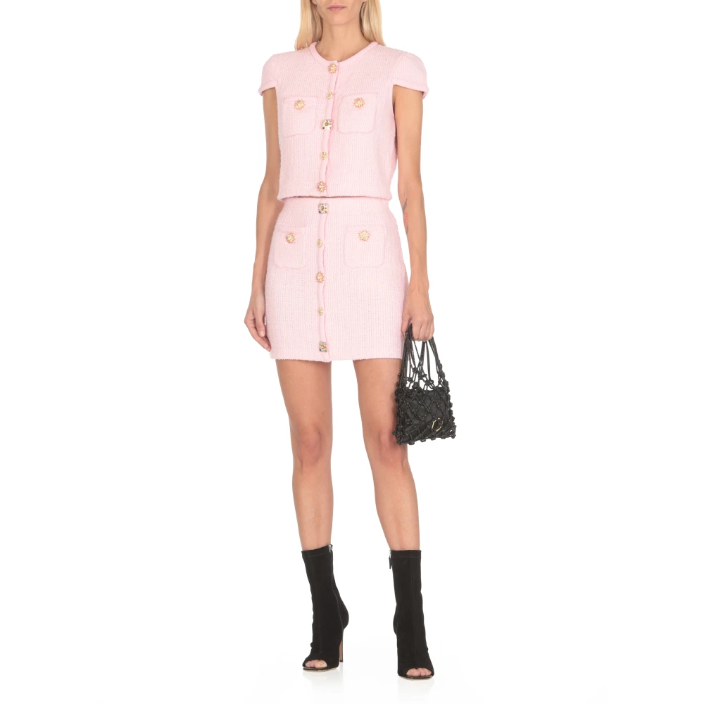 Self Portrait Minirok met Knoopdetails Pink Dames