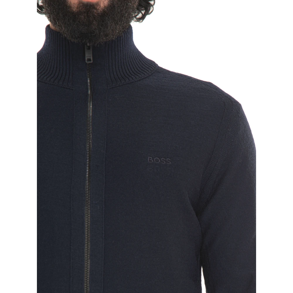 Boss wollen vest met ritssluiting Blue Heren
