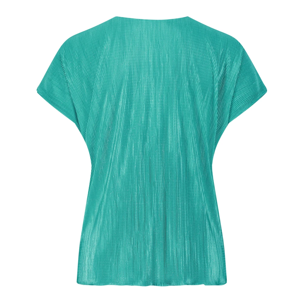 Vera Mont Glitterige Geplooide V-hals Blousetop Green Dames