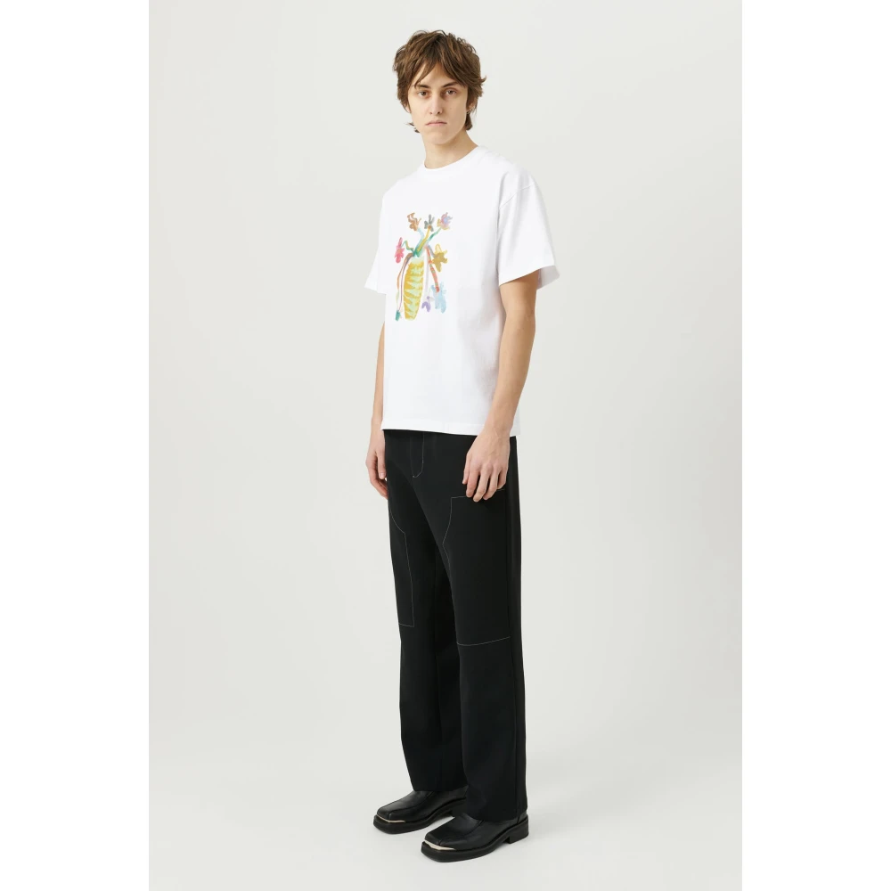 Soulland Biologisch Katoen Bloemen T-shirt White Unisex