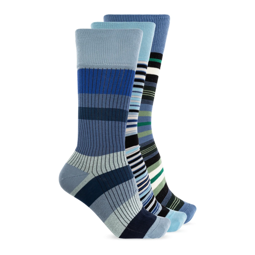 Paul Smith Driepak katoenen sokken Blue Heren