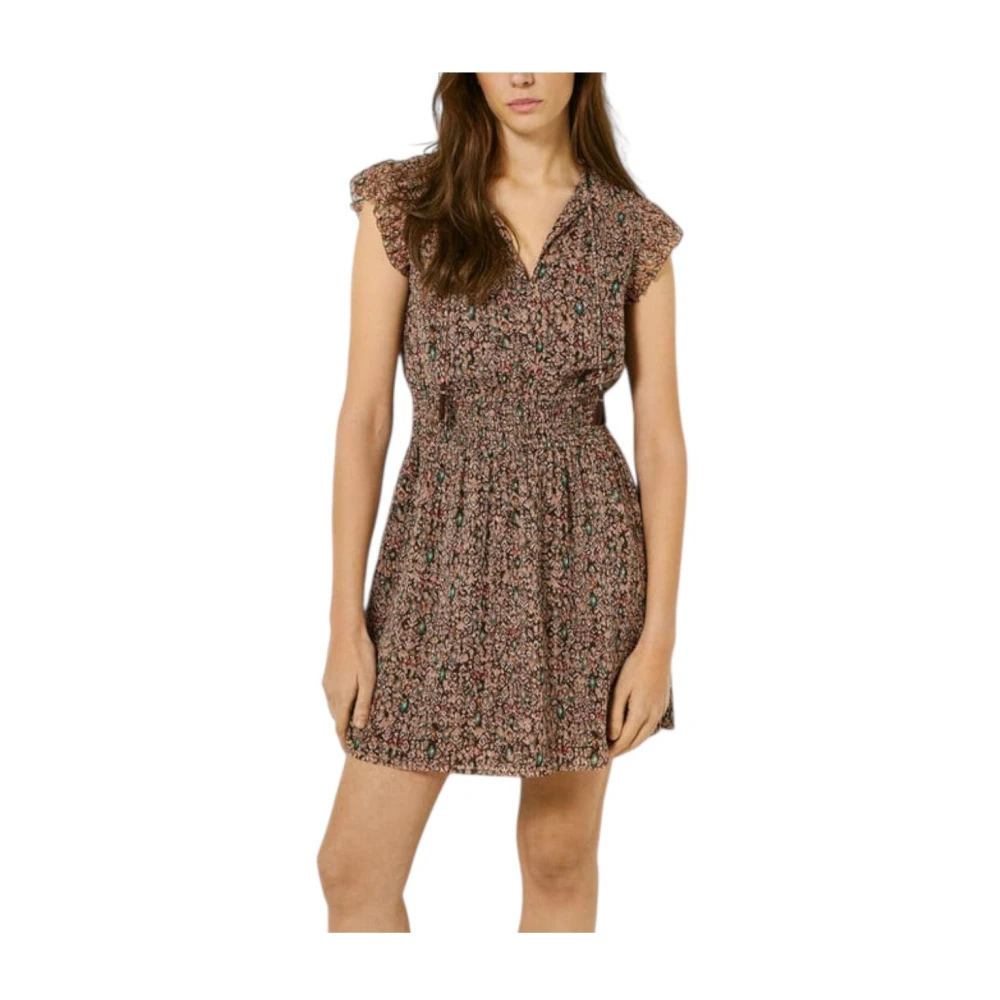 Pepe Jeans Women's Brown Short Dresses, M, Printed Short Dress