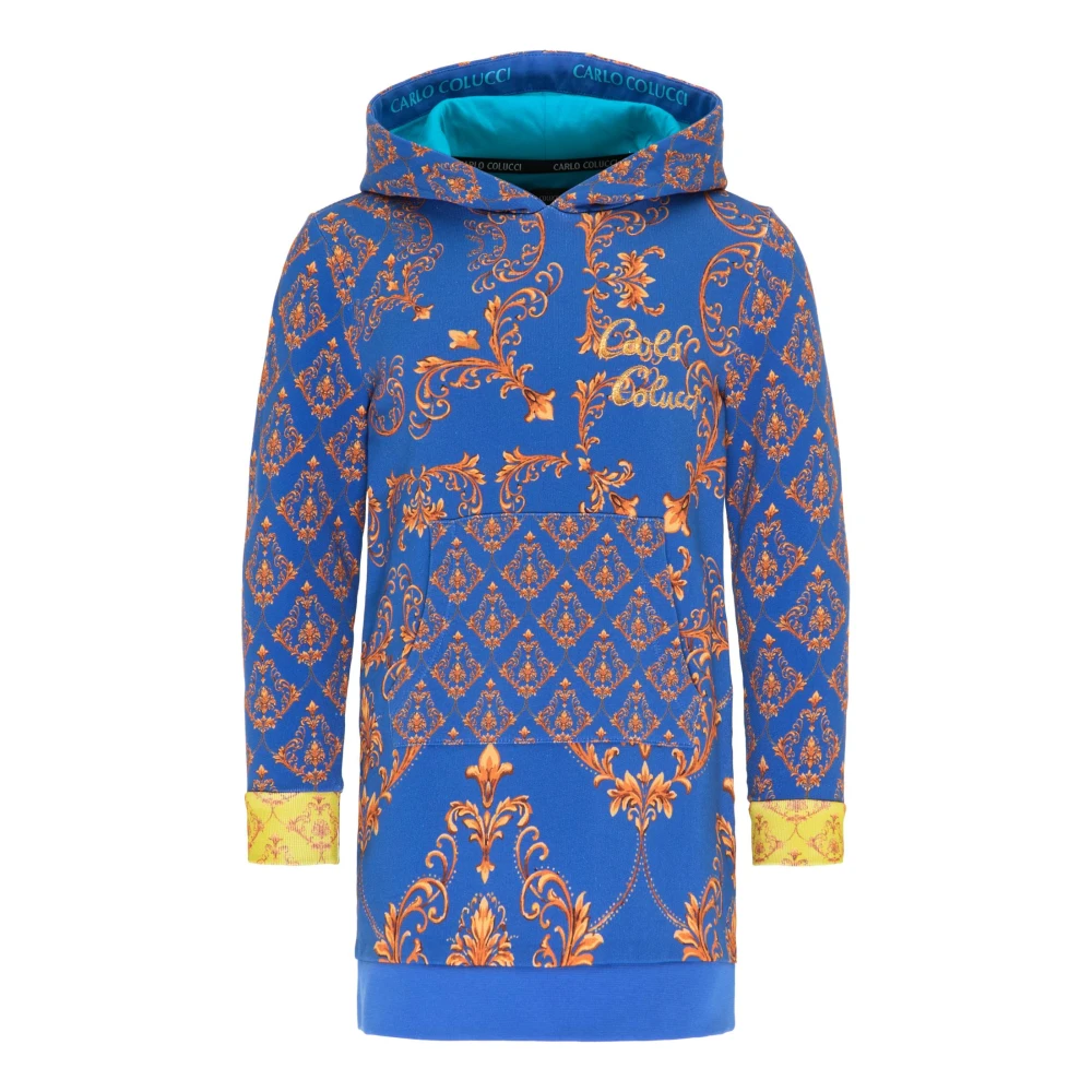 Carlo Colucci Women's Blue Colorful Sweat Dress With Hood