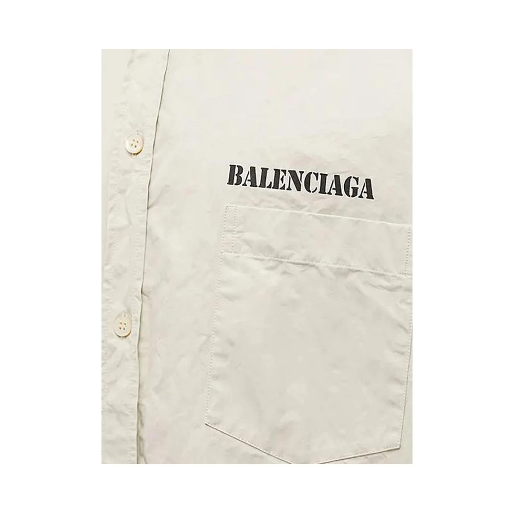 Balenciaga Oversized Katoenen Popeline Shirt Beige Heren
