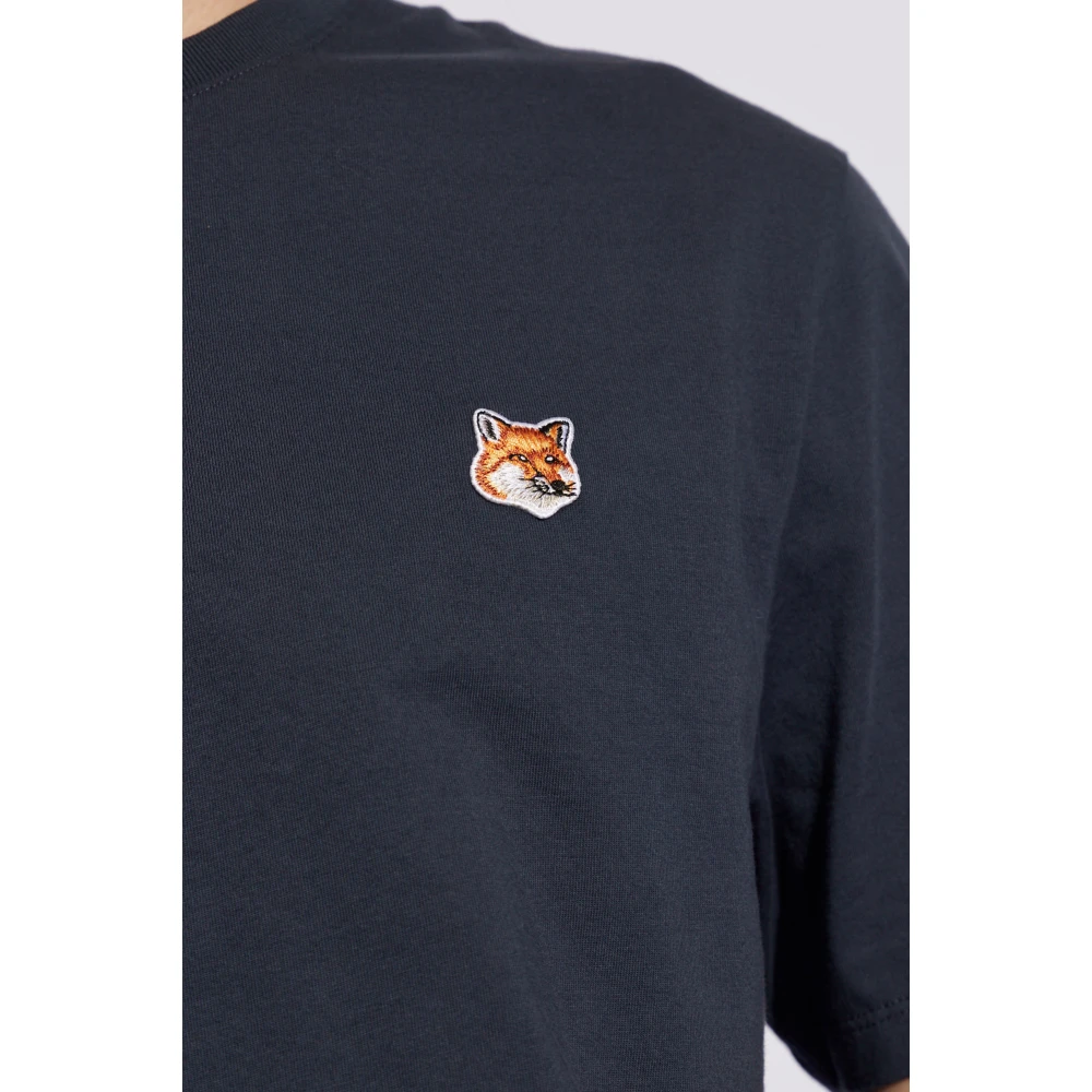 Maison Kitsuné T-shirt met logo Blue Heren