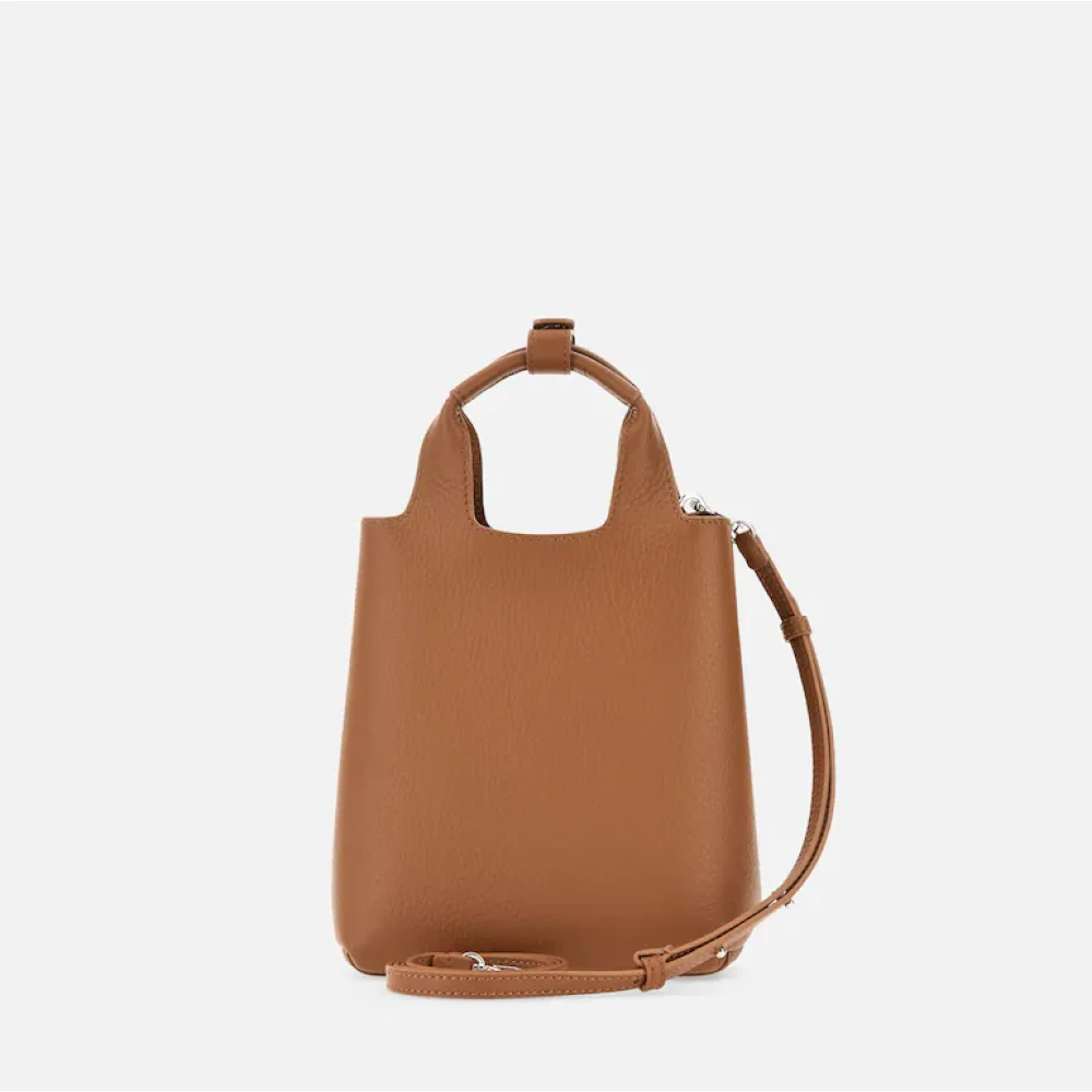 Hogan Gestructureerde Leren Mini Shopper Brown Dames