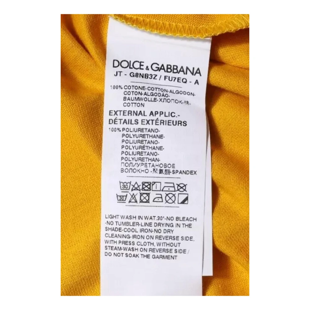 Dolce & Gabbana Donkergele Logo Crew Neck T-shirt Yellow Heren