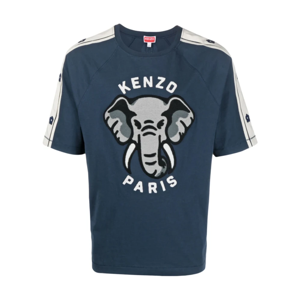 Kenzo Midnight Blue Elephant Logo T-Shirt Blue Heren