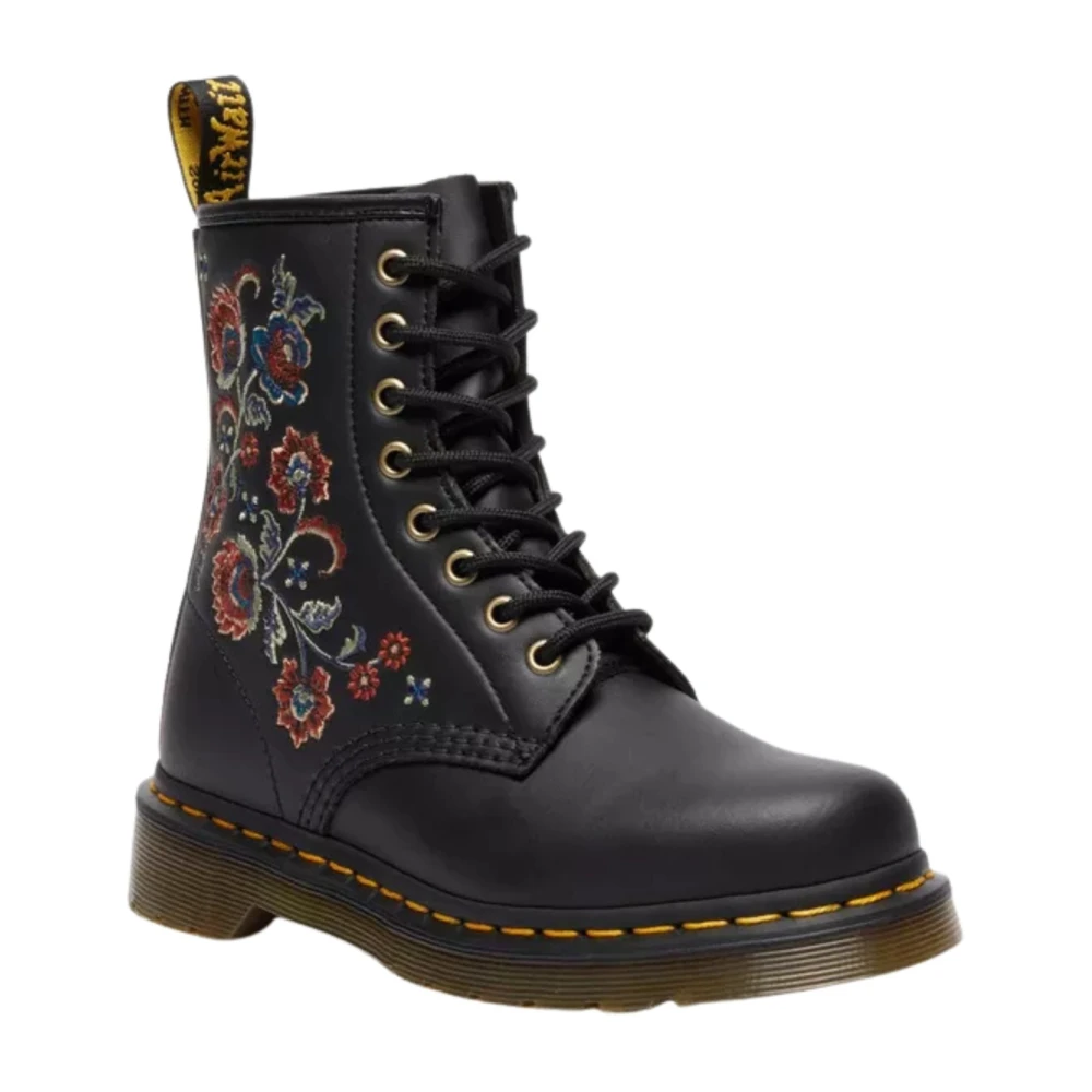 Dr. Martens Donna Nero Stivali Stringati 1460 Vonda Tf Black Genix Nappa - Immagine 2