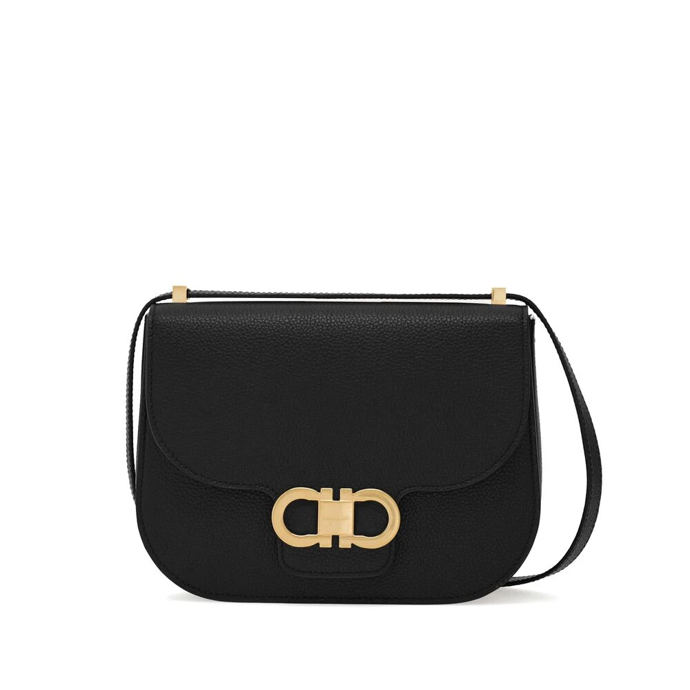 Salvatore Ferragamo Zwarte Crossbody Tas met Overslag Black Dames