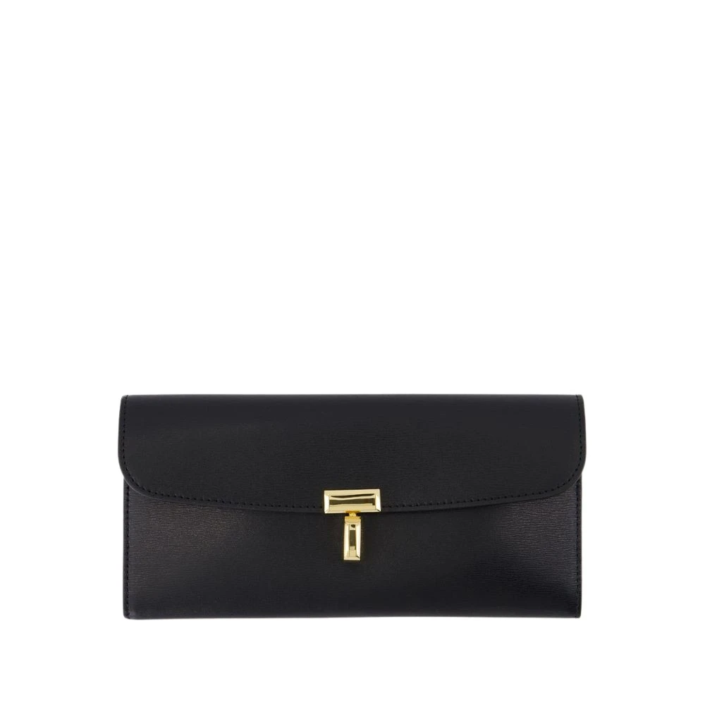 Totême Women's Black Leather T-Lock Wallet