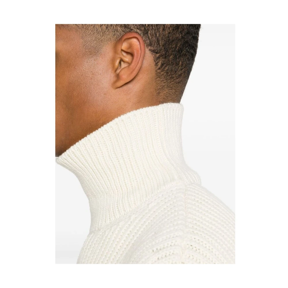 Jil Sander Eierschaal Wit Grof Gebreide Trui White Heren