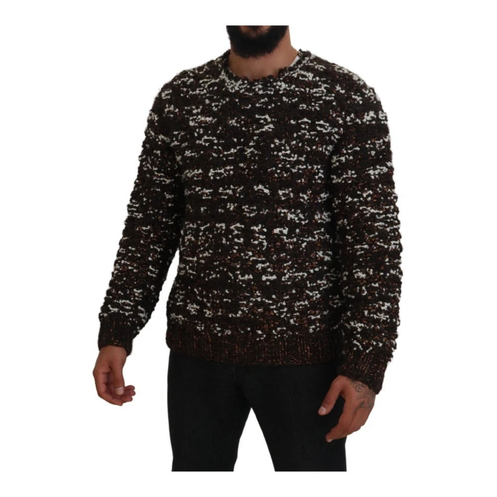 Dolce & Gabbana Bronzen Gebreide Trui Brown Heren