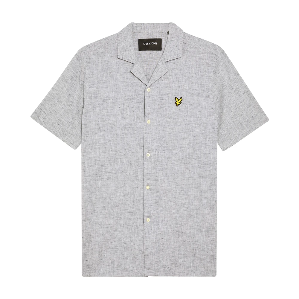 Lyle & Scott LS Geweven Overhemden Linnenmix Oxford Revere Overhemd Gray Heren